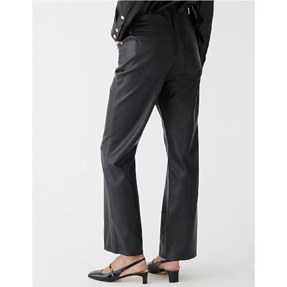 J. Crew Slim wide-leg pant in faux leather Black - Picture 2 of 7